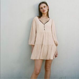 Zara beige mini dress with black polka dots